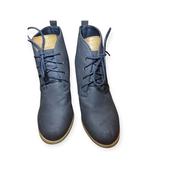 Nautica Women's Navy Wedge Boots - Picture 3 of 9